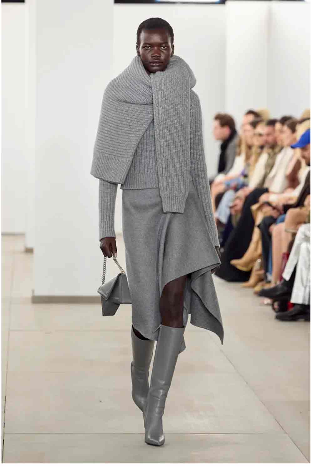 sweater as scarf runway look
